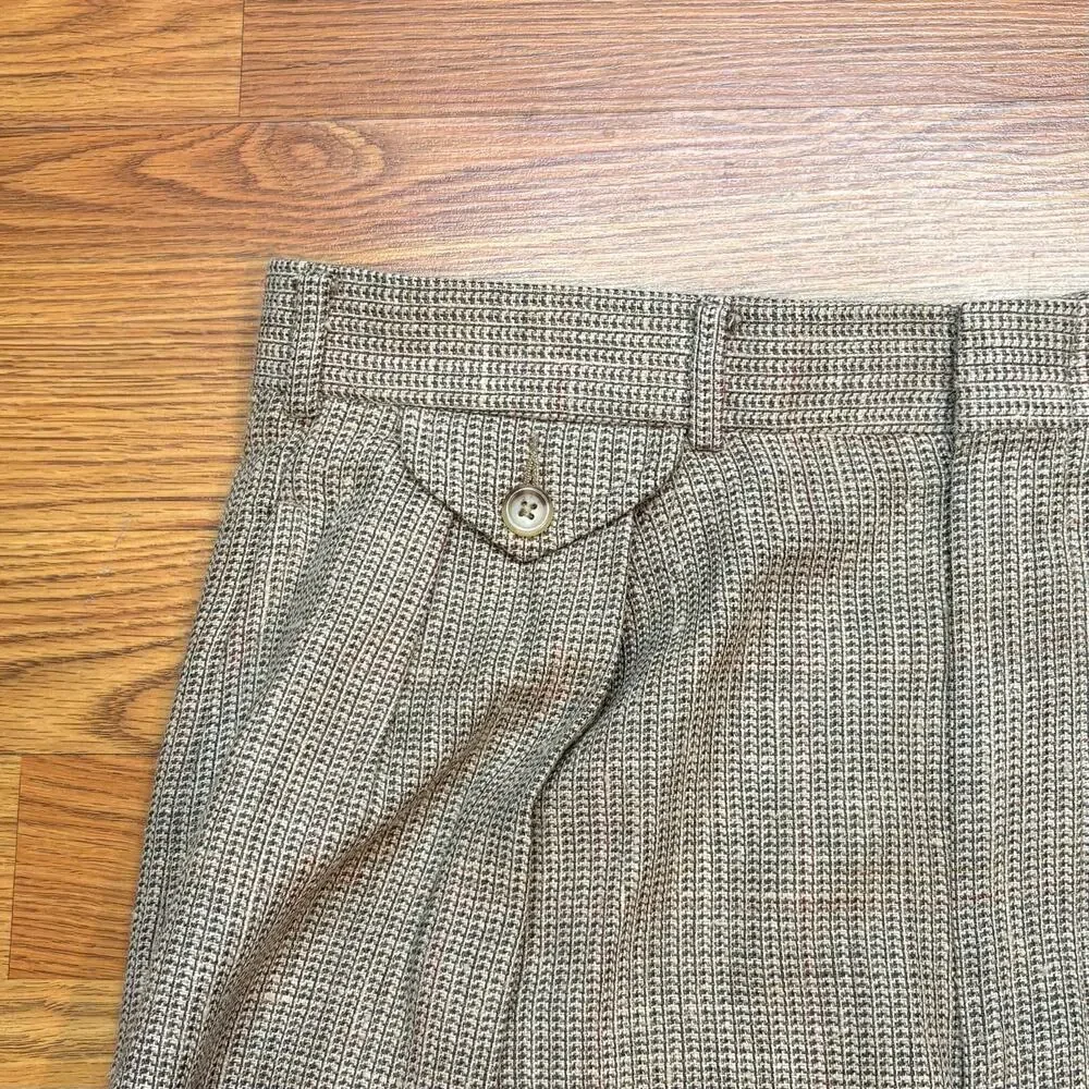 Vtg Polo Ralph Lauren USA Pleated Houndstooth Dress Pants Mens 33x31 Wool Cuffed